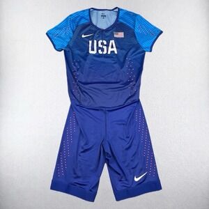 Nike Elite Pro Singlet Speedsuit Jersey Mens XL Blue USA Olympics Track & Field